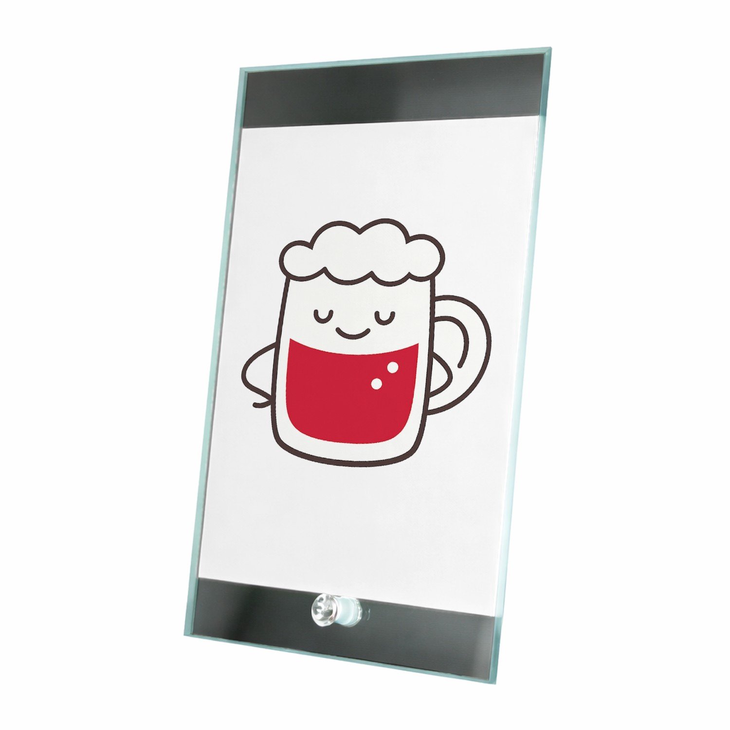 Mr Cadeautjes Glasframe 15 x 23 - design Een vrolijk biertje in een strak lijnontwerp met een ontspan | cadeau Wit