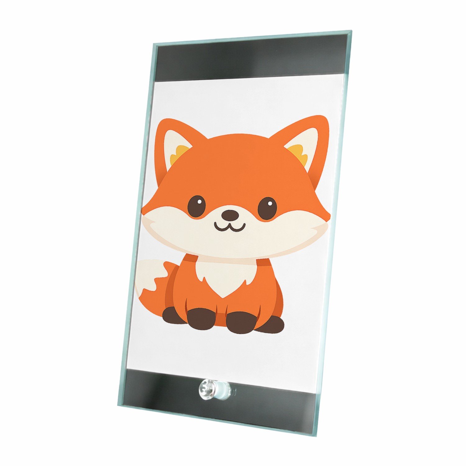Mr Cadeautjes Glasframe 15 x 23 - design Een vriendelijke vos met een grote kop en een gestileerd lic | cadeau Wit