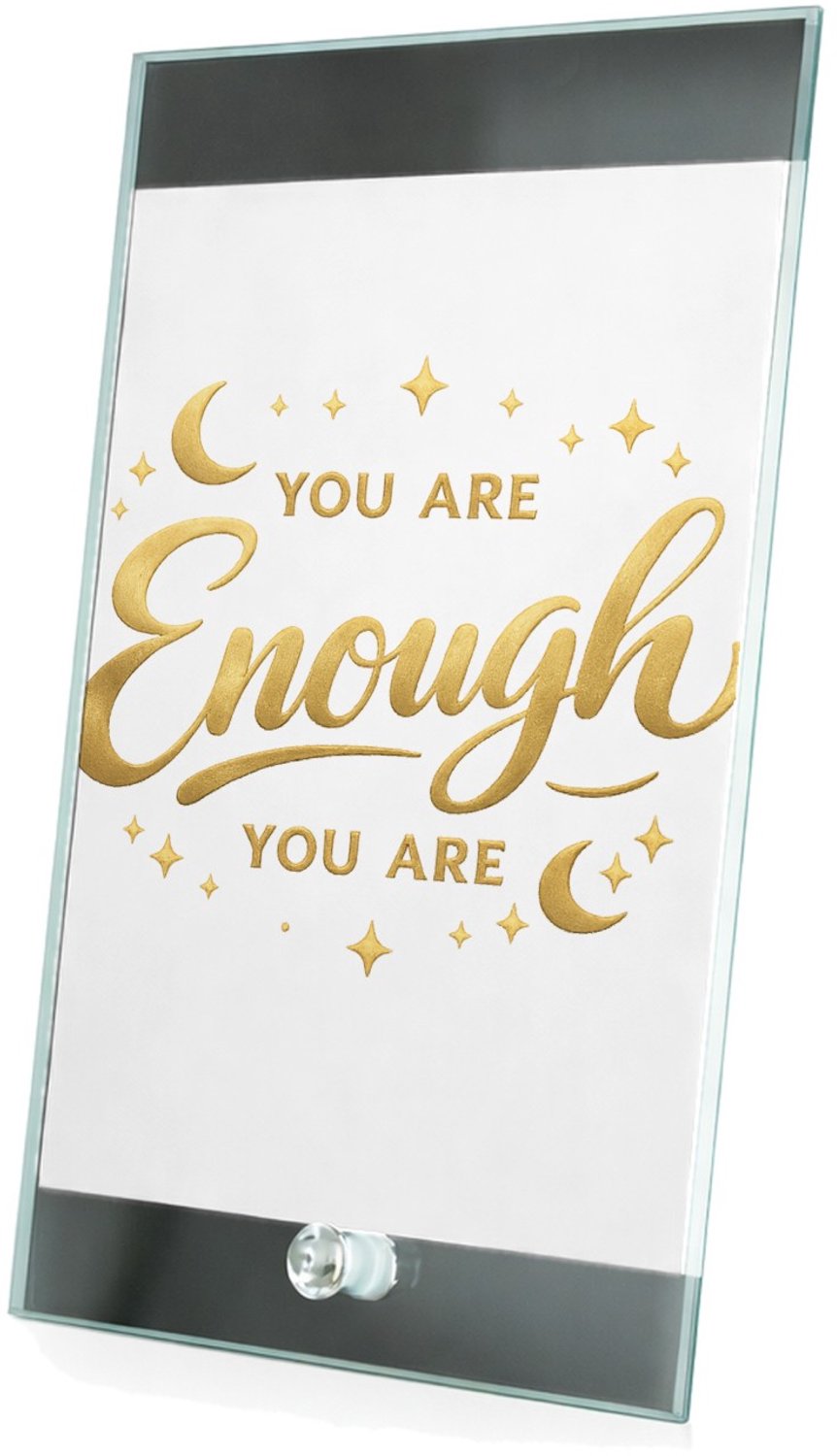 Mr Cadeautjes Glasframe 15 x 23 - design Minimalistische affirmatie met sterren en zachte glansaccent | cadeau Wit