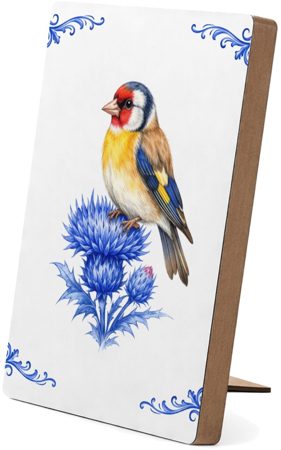 Mr Cadeautjes Glasframe/MDF 12,7 x 17,8 - design Klassieke botanische vogelprint met een andere tuinvogel en | cadeau Wit