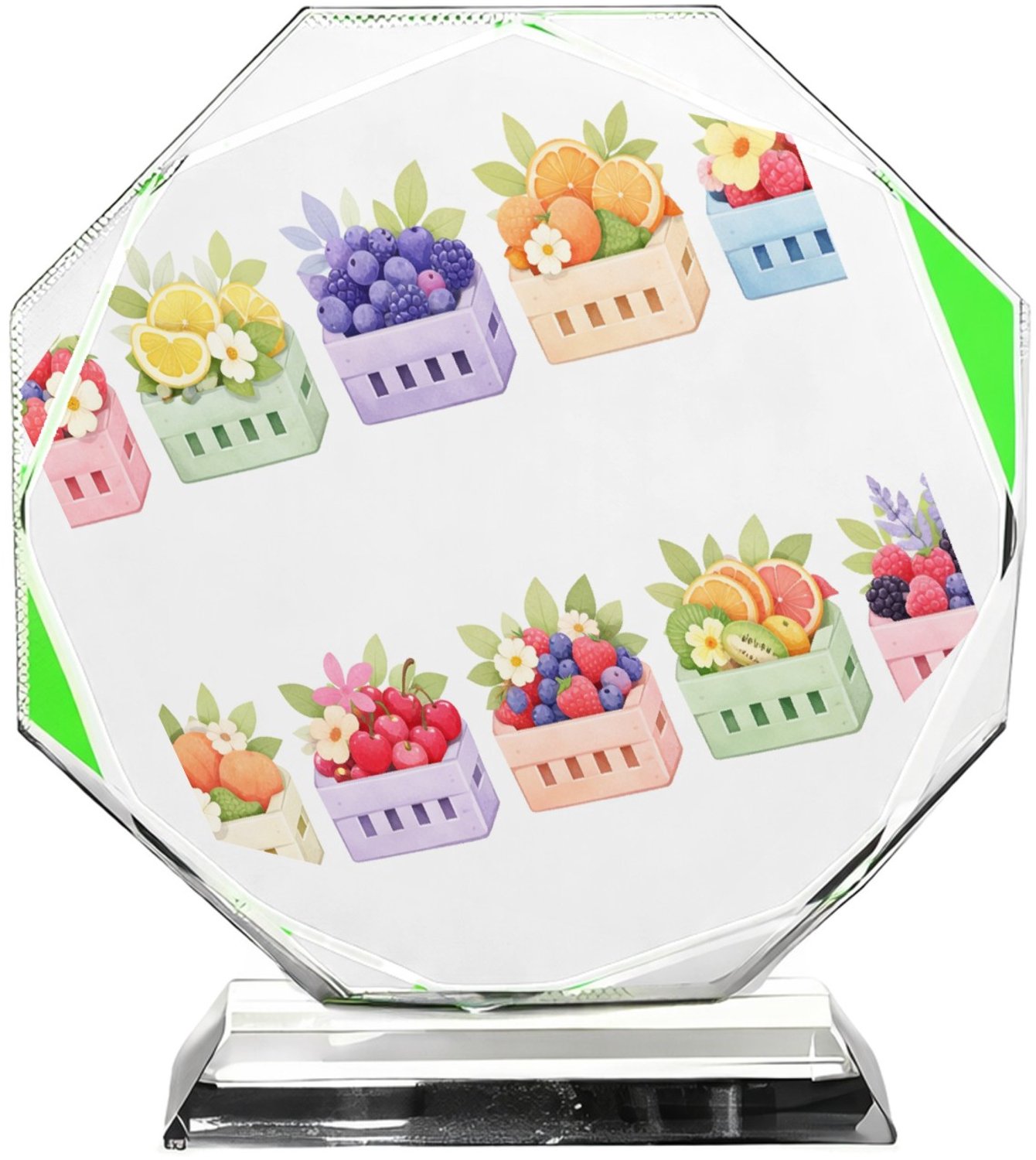 Mr Cadeautjes Fotokristal hexagon - design Een verfijnde reeks seizoenscomposities met een charmante, c | cadeau Wit