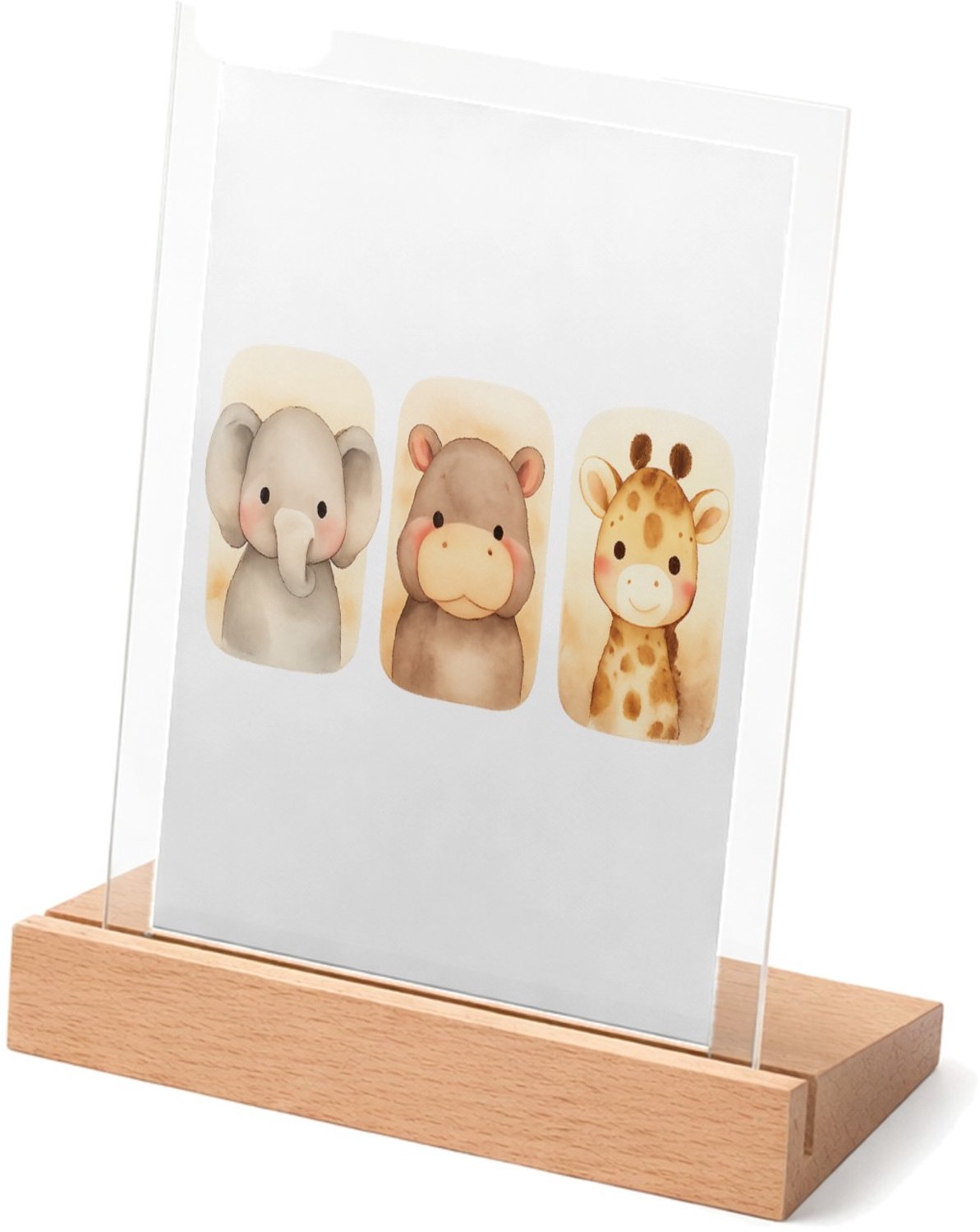Mr Cadeautjes Glasframe met vaste tekst - design Safari duo in afgeronde panelen | cadeau Wit