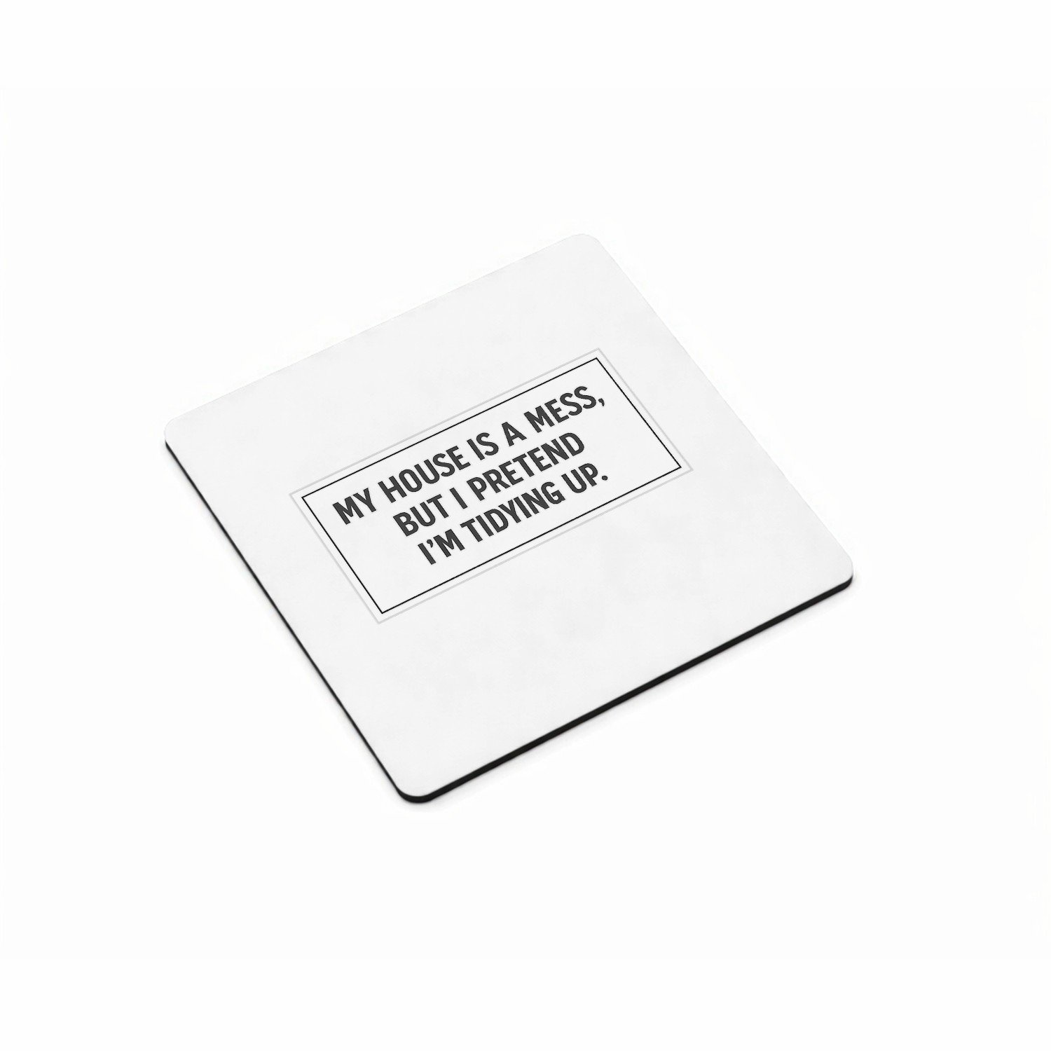 Mr Cadeautjes MDF magnetische fotolijst vierkant 9,5 - design Nette minimalistische typografie met droge zelfspot, maar da | cadeau Wit