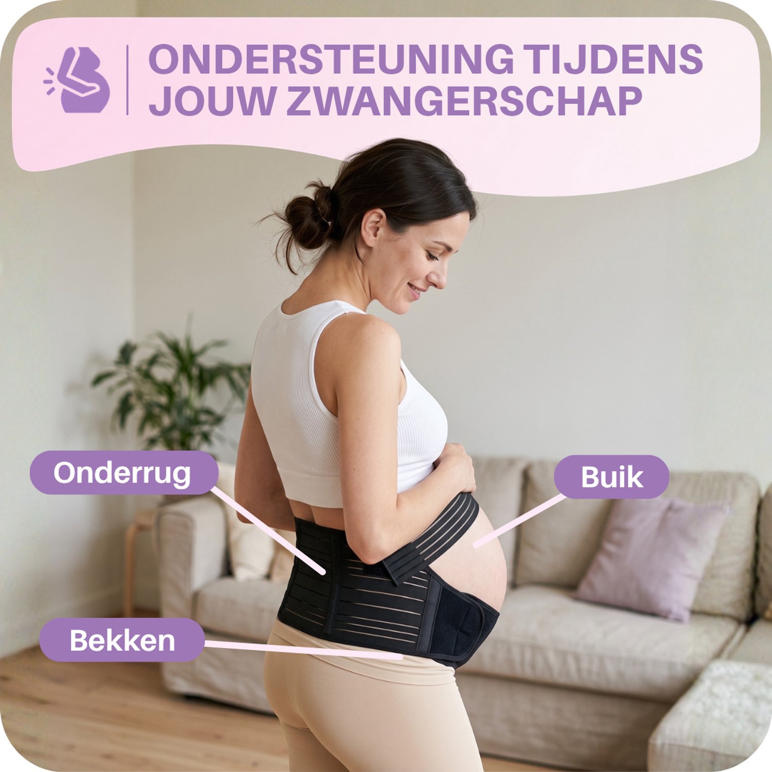 JT Beauty Care Verstelbare Buikband Zwangerschap Zwart Maat XL – Zwangerschapsband – Bekkenband – Zwangerschapskleding Sluitlaken – Pregnancy Belt – Bekkenbrace - Zwangerschapsgordel – Zwangerschaps Band – Steunband Bekken Kado – Zwangerschap Cadeau – foto 2