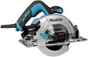 Makita cirkelzaag met zilveren behuizing en blauw-zwarte handgreep, voorzien van een 165 mm Makforce zaagblad.