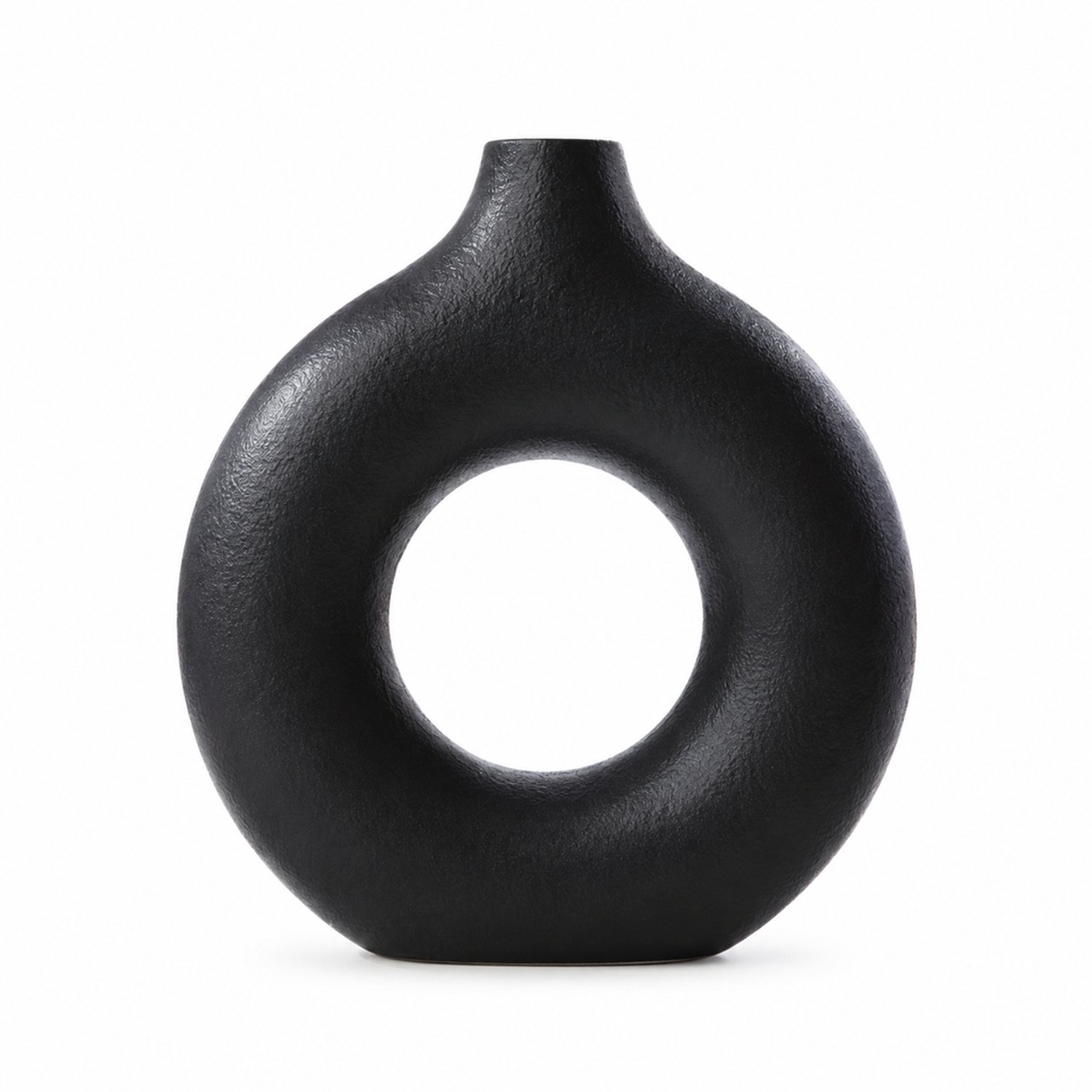 SWGOTA Zwarte donutvaas klein - 13,3 cm lang en 14,3 cm hoog - Ringvormige tafeldecoratie