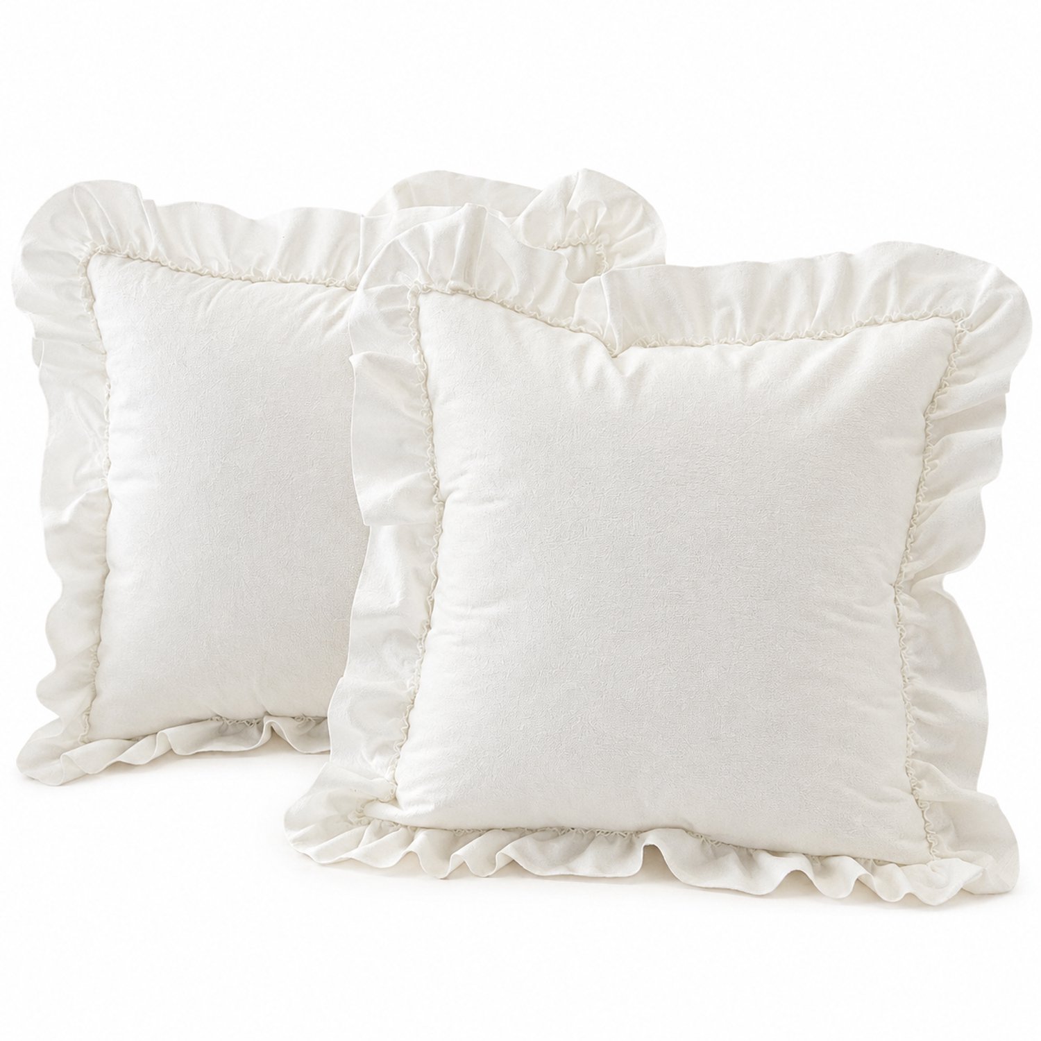 SWGOTA Witte sierkussenhoes met ruches - 45 x 45 cm - Vierkant - Polyester - Zonder binnenkussen