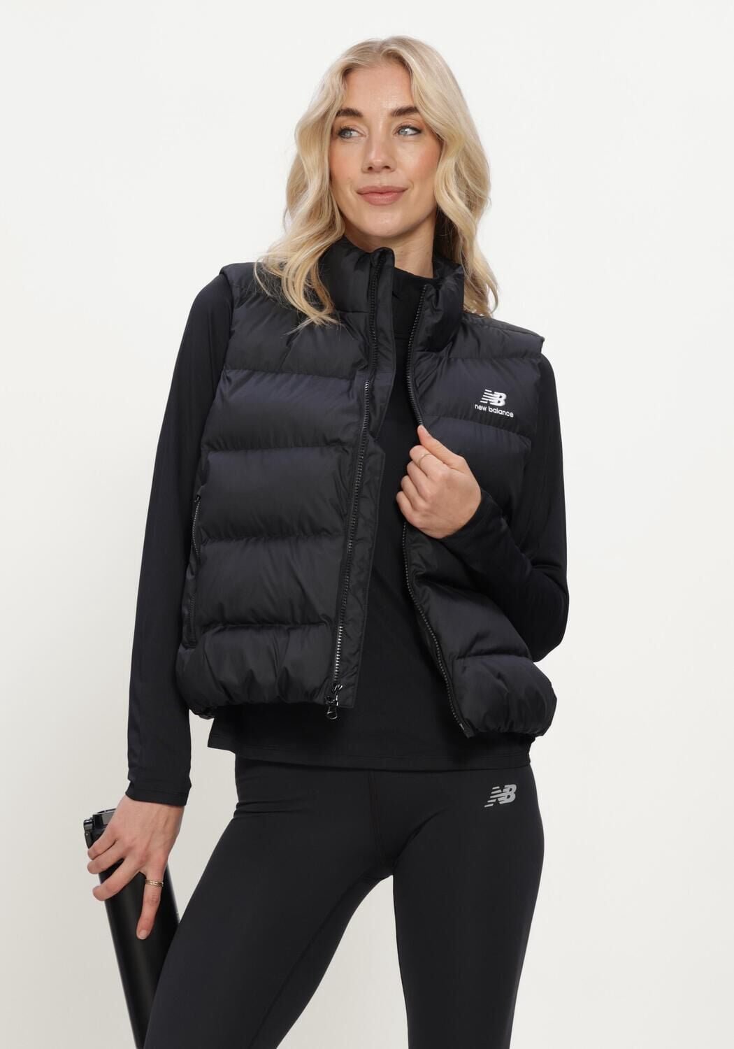 New Balance Boston Puffer Vest Jassen Dames Winterjas Zwart