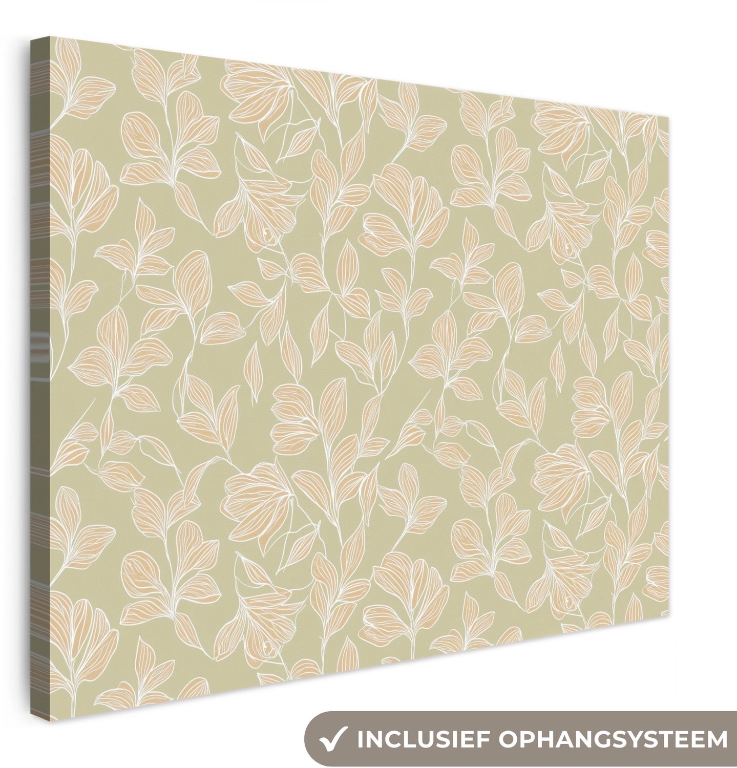 Canvas schilderij 100x70 cm - Exclusieve wanddecoratie Organisch - Subtiel - Groen - Muurdecoratie woonkamer - Slaapkamer decoratie - Kamer accessoires - Schilderijen op canvas