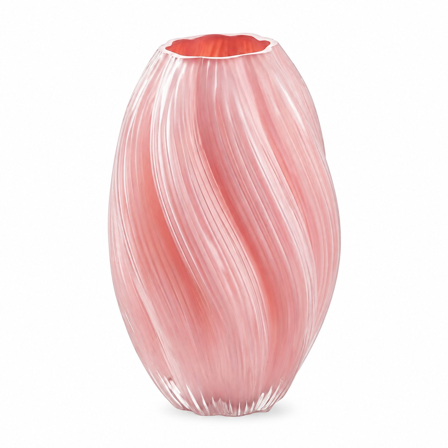 SWGOTA Roze glazen vaas met nalichtend effect - Spiraalreliëf en onregelmatige vorm - Decoratie voor tafel en kast - Kartonnen verpakking