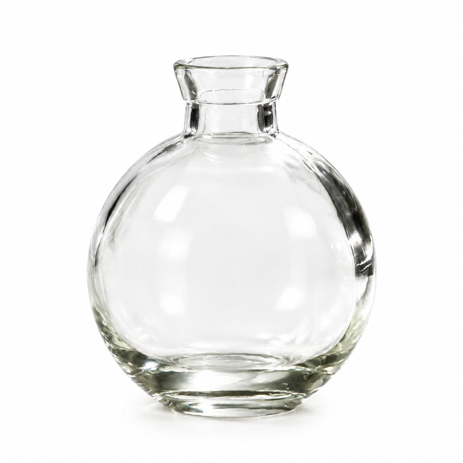 SWGOTA Kleine transparante glazen vaas, 8,9 cm hoog en 7,3 cm diameter, ronde buik met korte hals en uitlopende opening, voor kunstbloemen, in kartonnen doos
