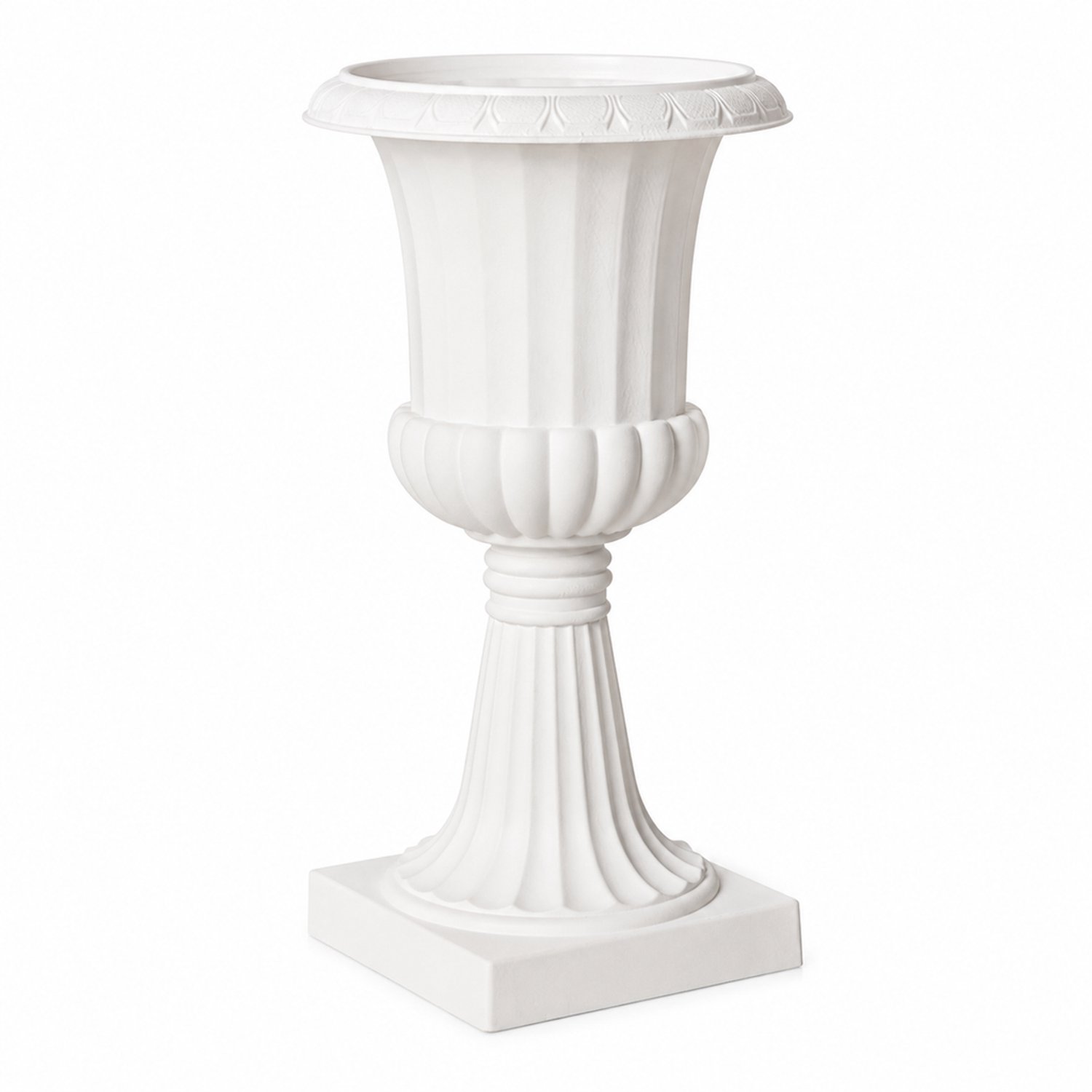 SWGOTA Witte kunststof vaas in Romeinse zuilstijl, diameter 30,5 cm, hoogte 50 cm, met groeven en vierkante voet