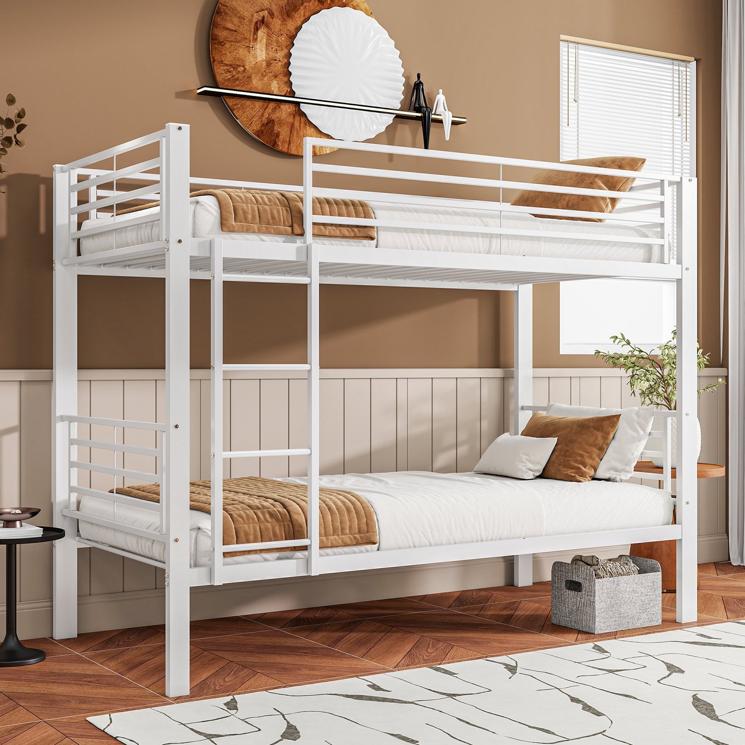 Sweiko Stapelbed - 90x200 cm - Metalen kinderbed - Met veiligheidszijhekken - Wit