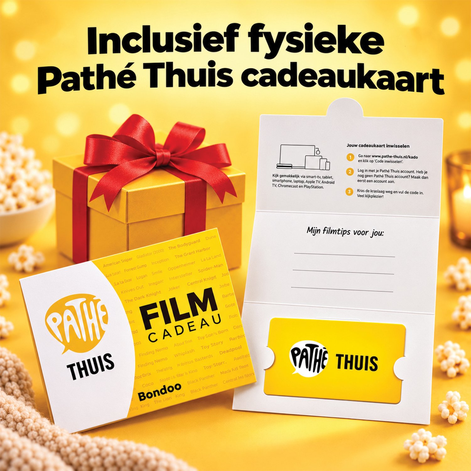 Filmpakket Small - Pathé Thuis - Cadeaupakket met film voucher - Zakelijk bestellen - Verjaardag - Beterschap - Sinterklaas - Kerstpakket - Brievenbus – foto 3