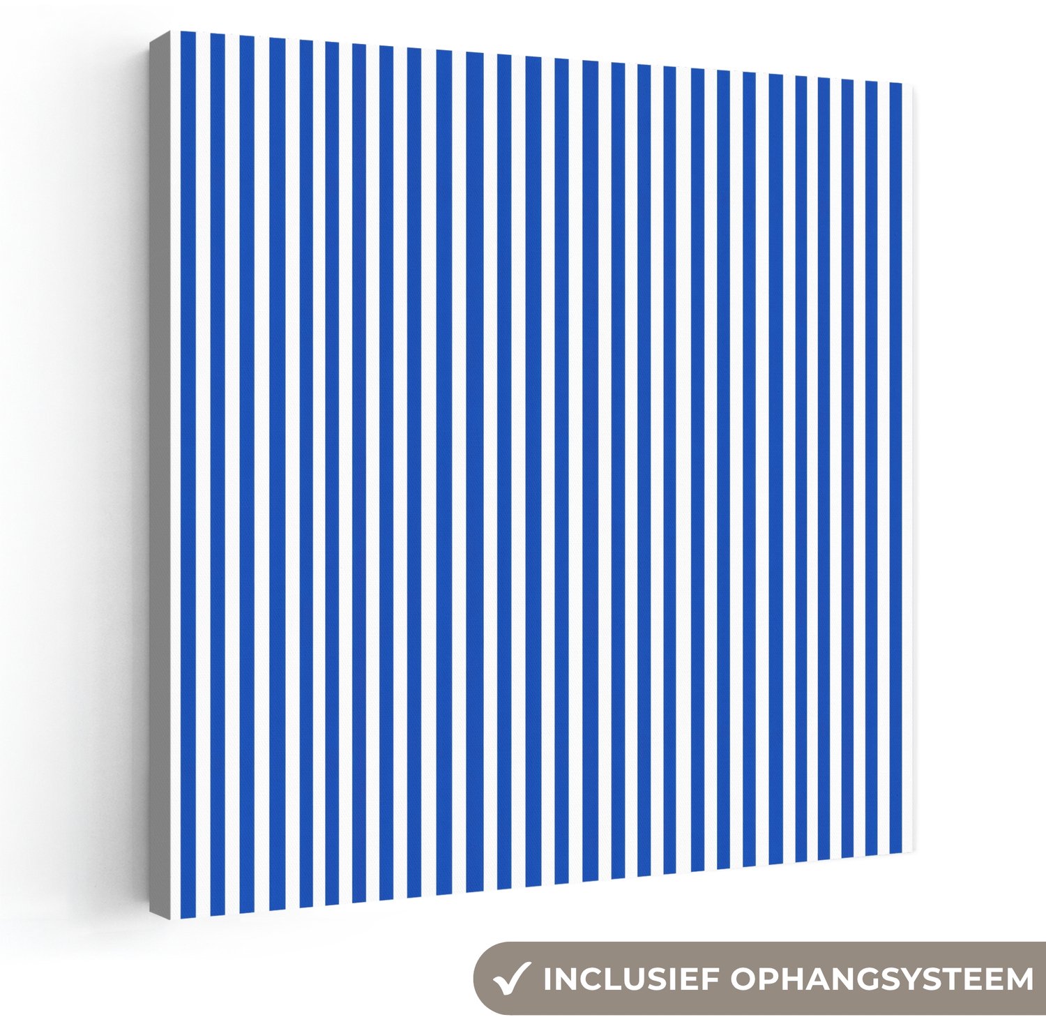 Canvas schilderij 20x20 cm - Exclusieve wanddecoratie Klassiek - Strepen - Blauw - Muurdecoratie woonkamer - Slaapkamer decoratie - Kamer accessoires - Schilderijen op canvas