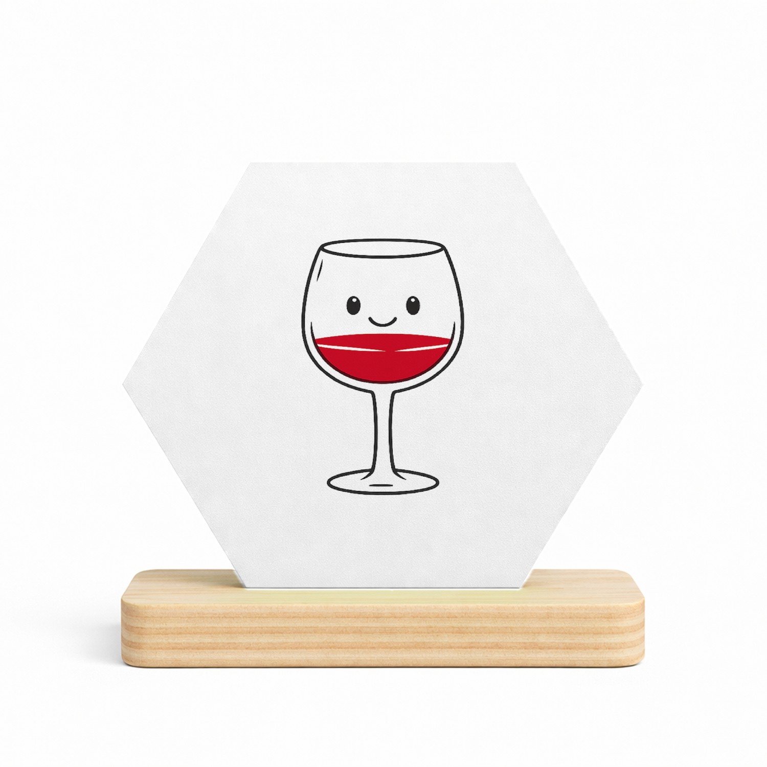 Mr Cadeautjes MDF fotolijst/inleg hexagon 14 x 13 - design Een minimalistische koffiebeker met een blij gezicht en een | cadeau Wit