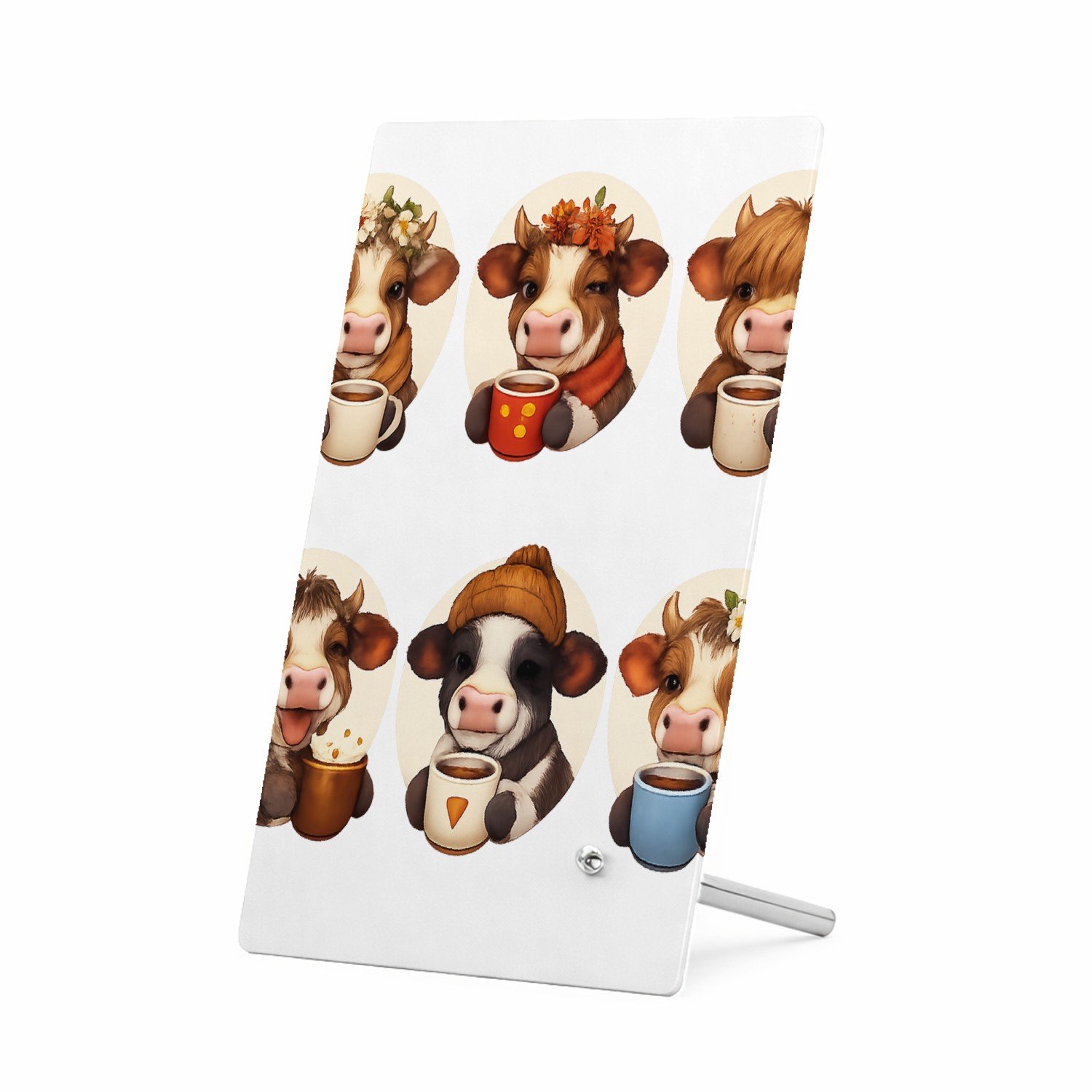Mr Cadeautjes Glasframe 11 x 16 - design Een reeks vrolijke kattenportretten met theekopjes en winter | cadeau Wit
