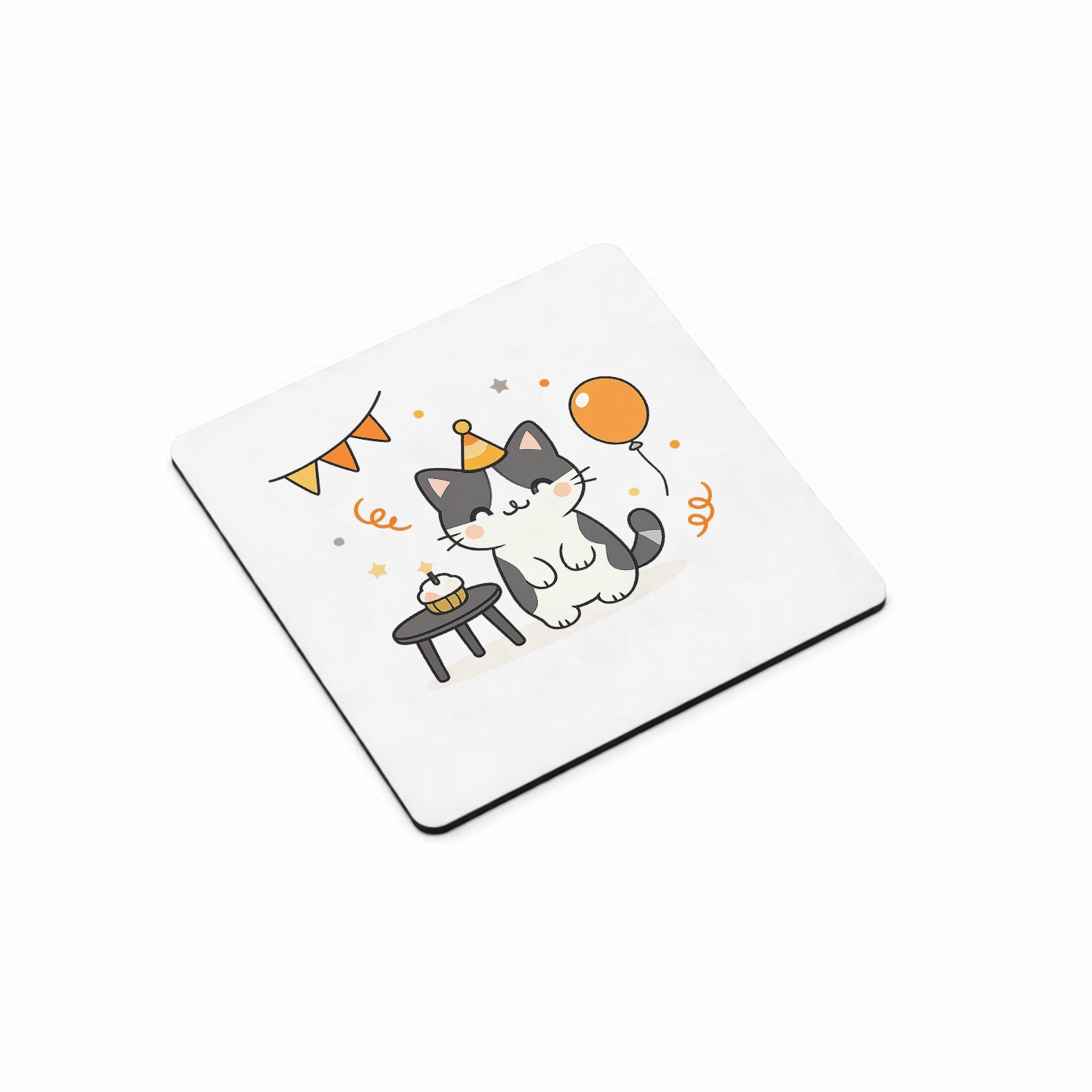 Mr Cadeautjes MDF magnetische fotolijst vierkant 9,5 - design Een minimalistische verjaardagsillustratie met een hond die | cadeau Wit
