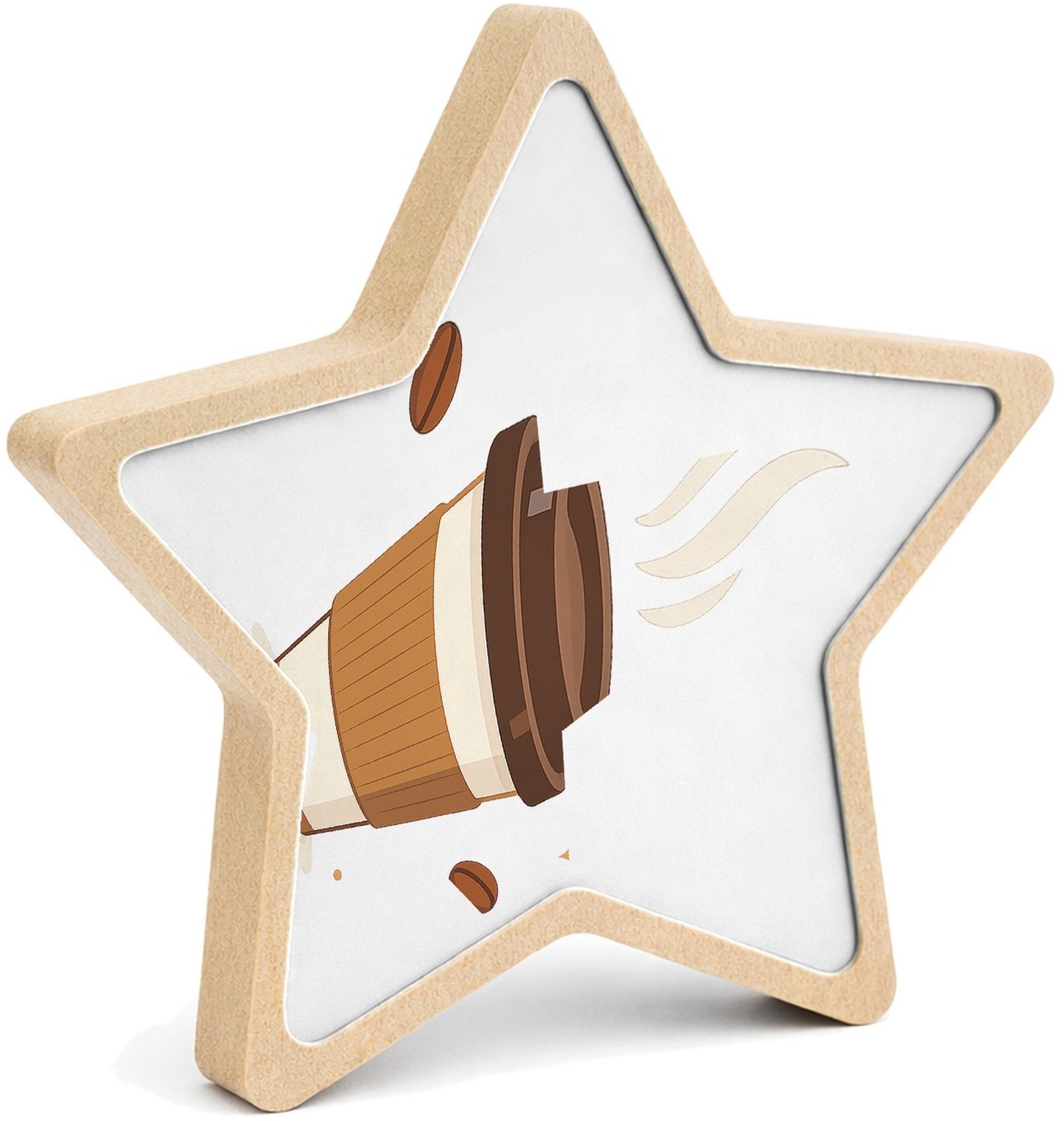 Mr Cadeautjes MDF fotolijst ster 14 x 13,5 - design Een compacte typografische koffieposter met één centrale ill | cadeau Wit