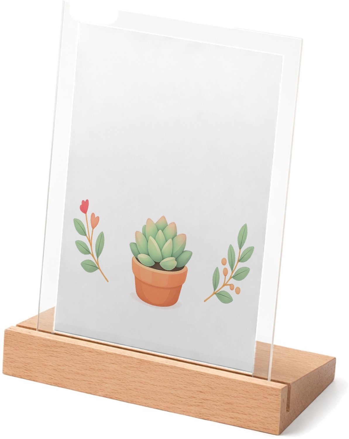 Mr Cadeautjes Glasframe met vaste tekst - design Een compacte positieve quote rond een rustige botanische com | cadeau Wit