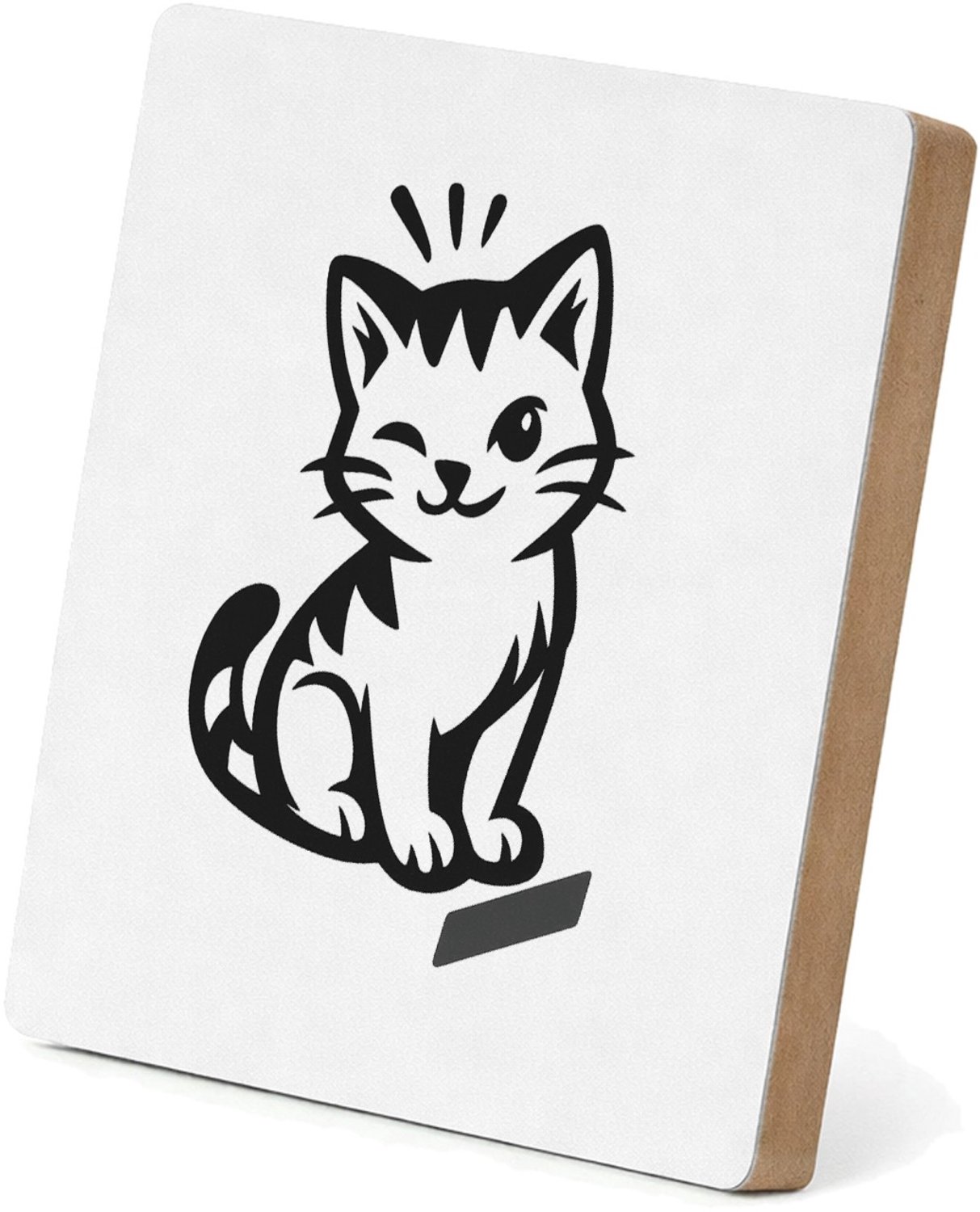 Mr Cadeautjes MDF staande fotolijst 15,2 x 15,2 - design Een compacte huisdierprint met een vriendelijke kat en een o | cadeau Wit