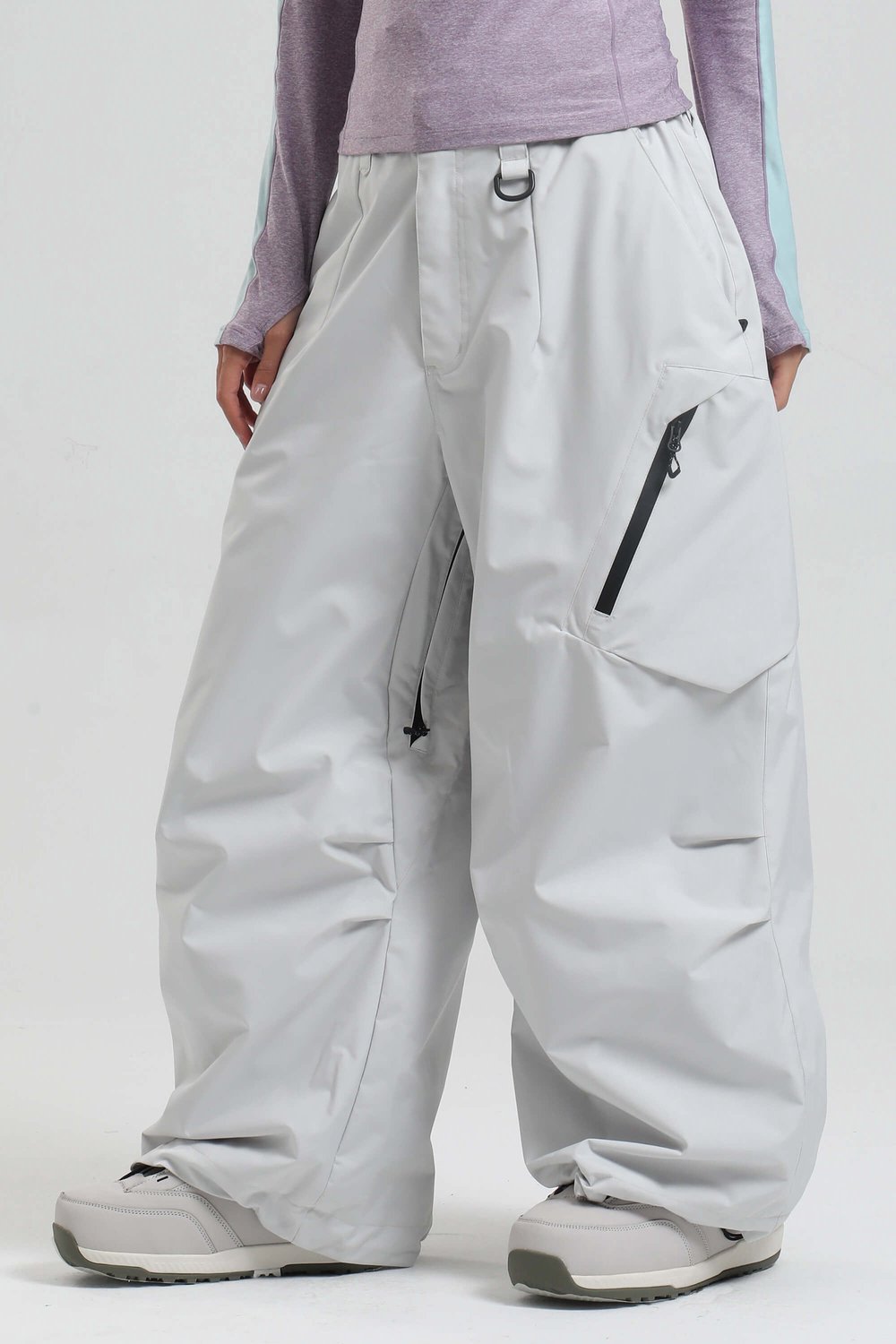 GSOU SNOW Lichtgewicht ademende baggy ski- en snowboardbroek 15K waterdicht Lichtgrijs