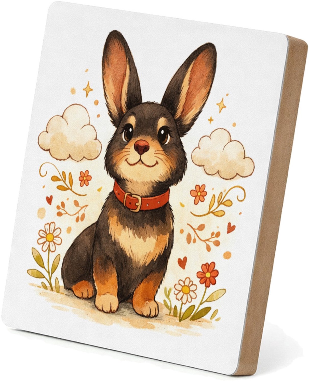 Mr Cadeautjes MDF staande fotolijst 15,2 x 15,2 - design Een speels dierportret met een rustige omlijsting en een zac | cadeau Wit