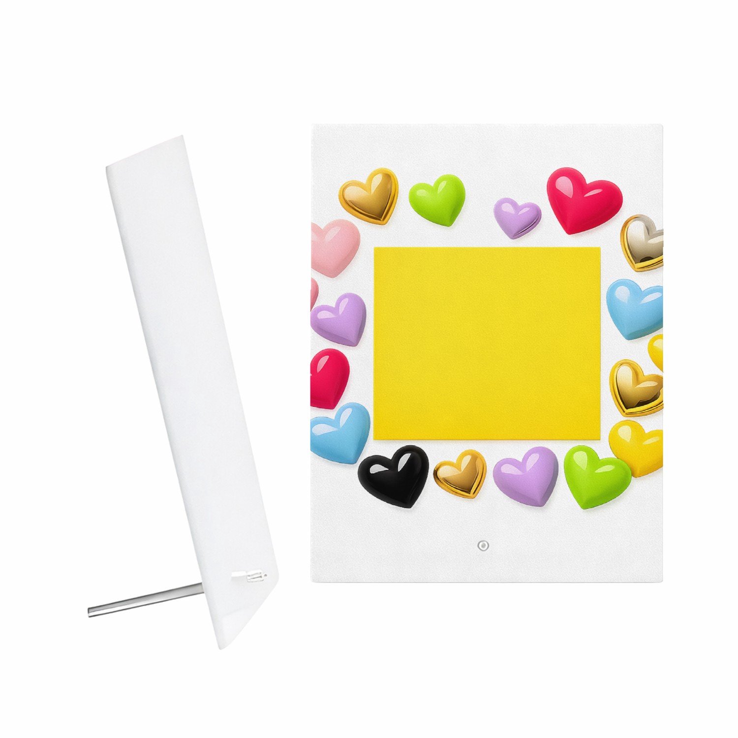 Mr Cadeautjes Glazen fotopaneel Een speelse centrale kleurkaart met rondom vrolijke glanzend - 15 x 20 cm, staand - glas, decoratie, wanddecoratie | cadeau Wit