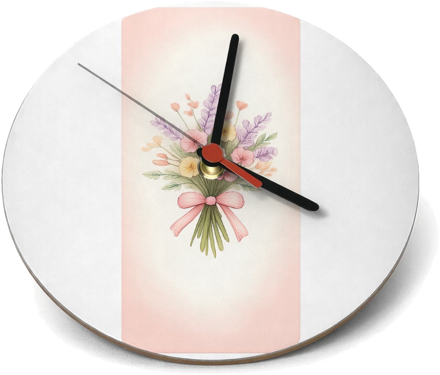 Mr Cadeautjes Klok rond Ø 19 - design Een serie elegante natuurboeketten in zachte cadeaustijl, ma | cadeau Wit