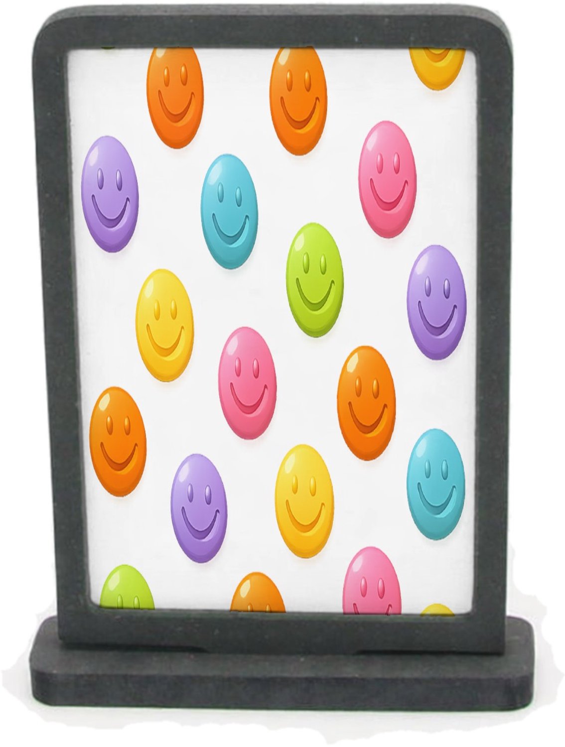 Mr Cadeautjes Houten fotolijst rechthoek met MDF inleg - design Een set van ronde fruit-icoontjes met glimlachende gezichten | cadeau Wit