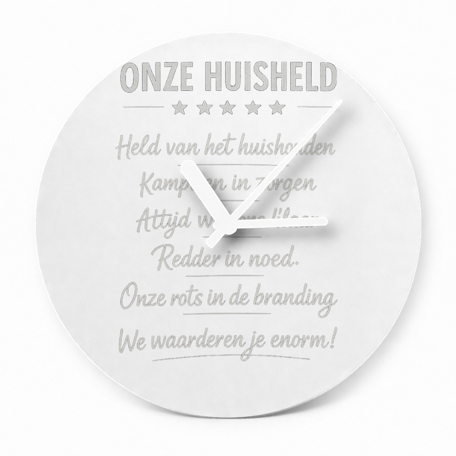 Mr Cadeautjes Glazen klok Ø 20 - design Een soortgelijke humoristische waarderingsbadge, maar dan vo | cadeau Wit