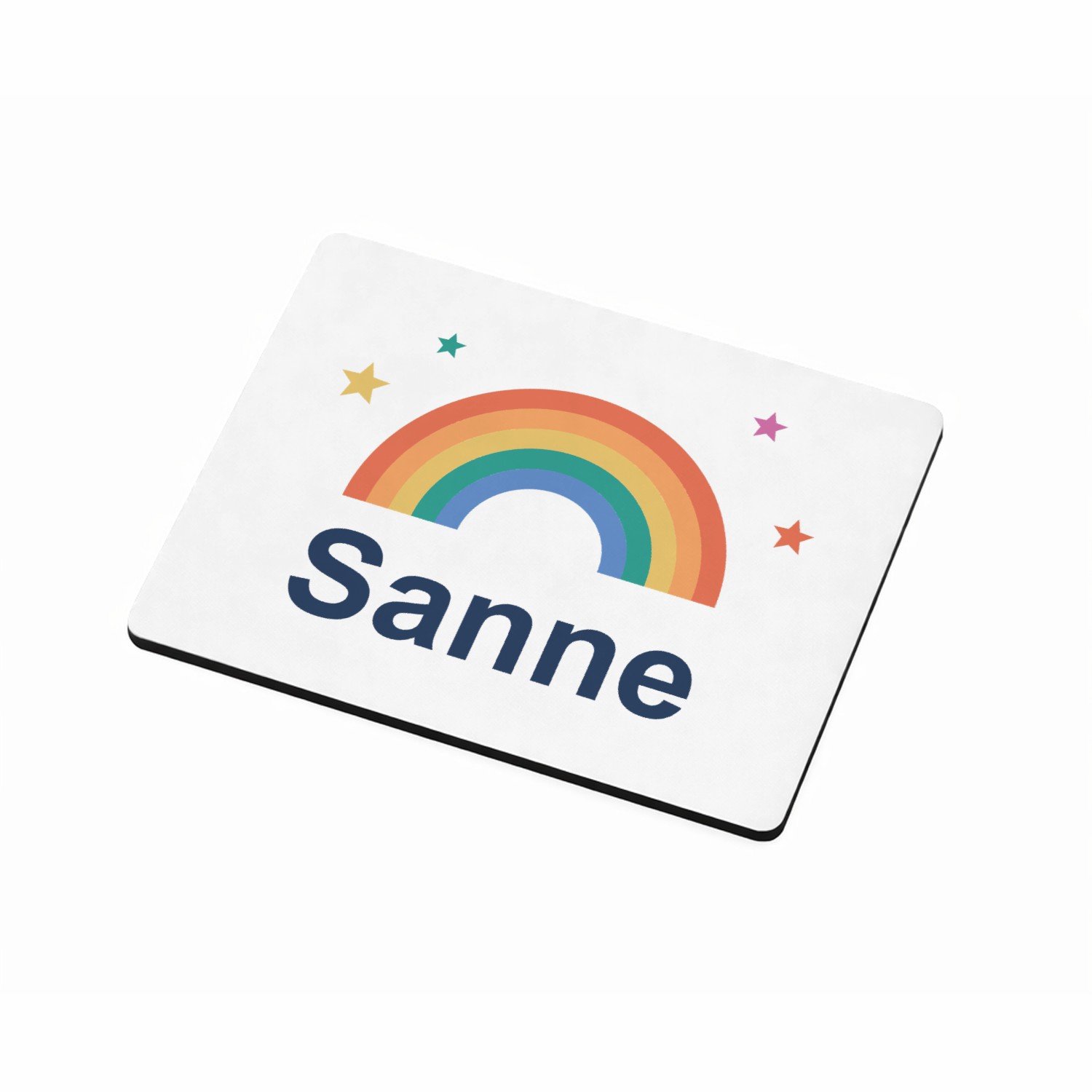 Mr Cadeautjes MDF magnetische fotolijst 9 x 7 - design Regenboog met naam Sanne | cadeau Wit