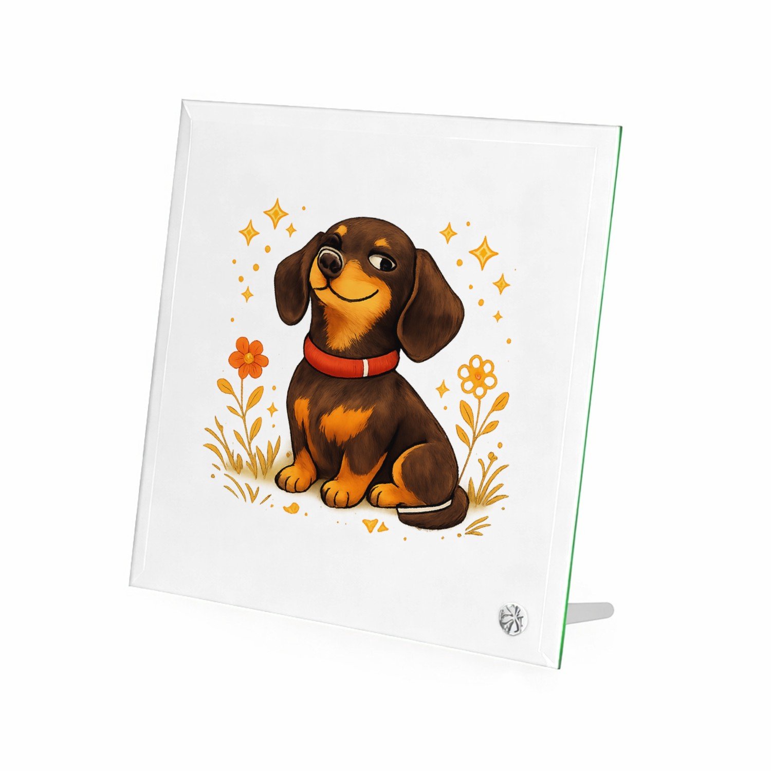 Mr Cadeautjes Glasframe 20 x 20 - design Een karaktervolle huisdierillustratie met een trotse, eigenw | cadeau Wit