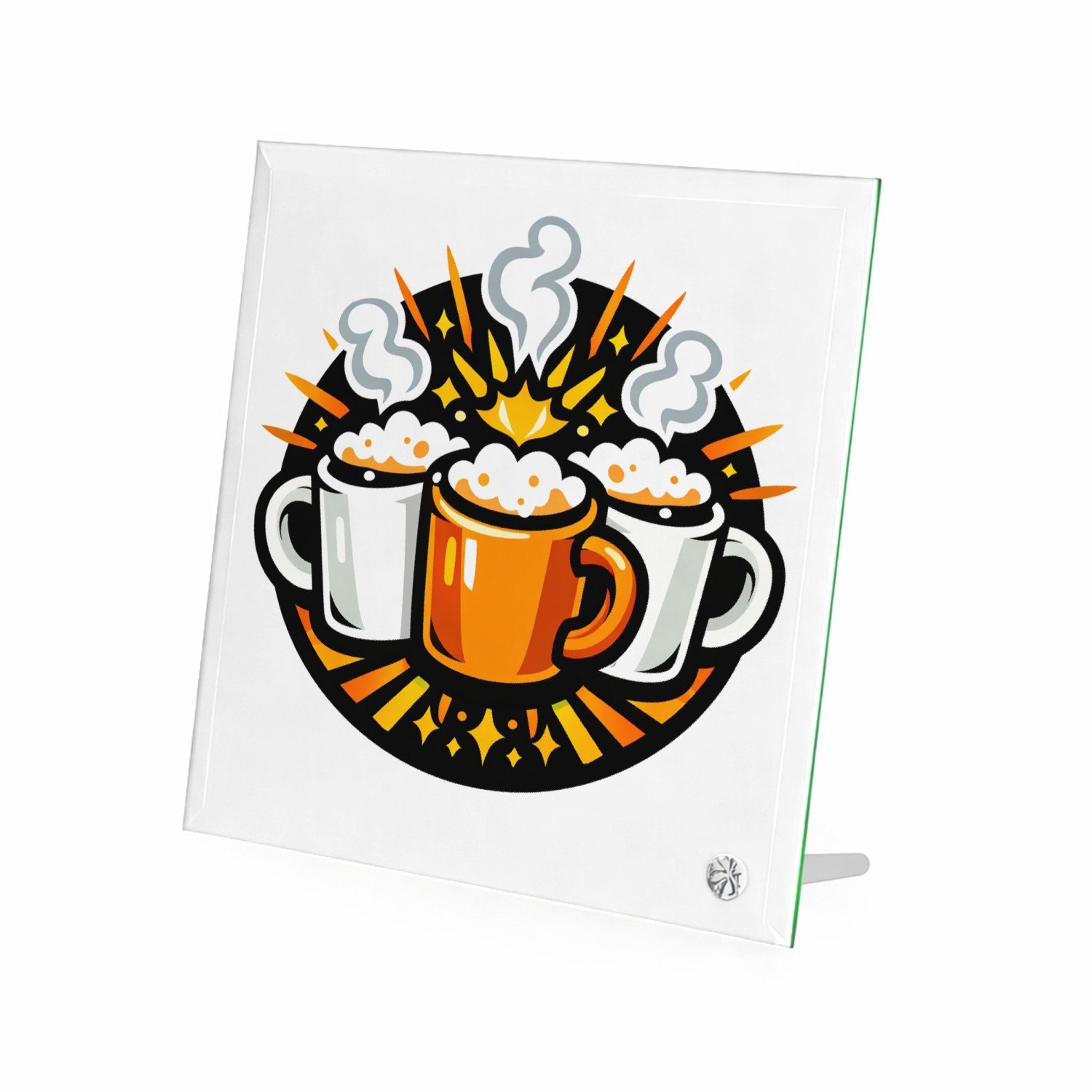 Mr Cadeautjes Glasframe 20 x 20 - design Een humoristische vriendenprint met twee of drie koffiemokke | cadeau Wit