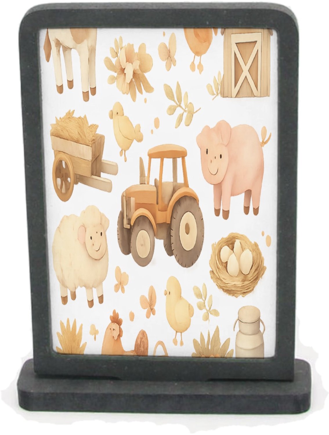 Mr Cadeautjes Houten fotolijst rechthoek met MDF inleg - design Bosalfabet met dieren en planten in een zachte aquarelstijl | cadeau Wit