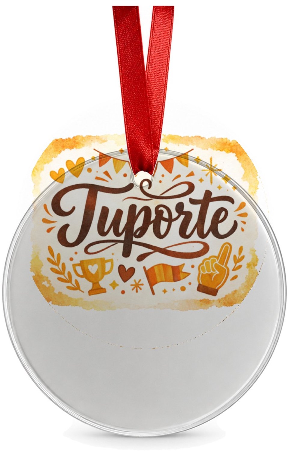 Mr Cadeautjes Glazen cirkel Ø 8,9 cm - design Een feestelijke familietypografie met één groot centraal woo | cadeau Wit