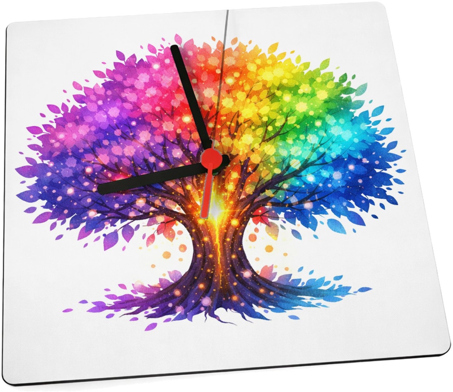 Mr Cadeautjes Klok 19 x 19 - design Een fantasierijke vlindercompositie waarin één grote vlinder | cadeau Wit