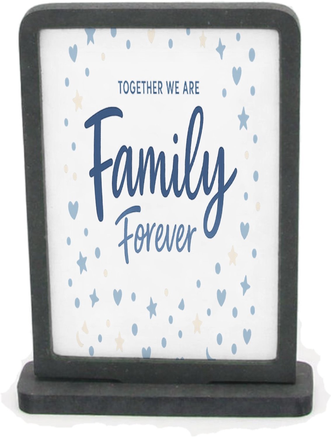Mr Cadeautjes Houten fotolijst rechthoek met MDF inleg - design Een rustige familietypografische print met een speels stippe | cadeau Wit