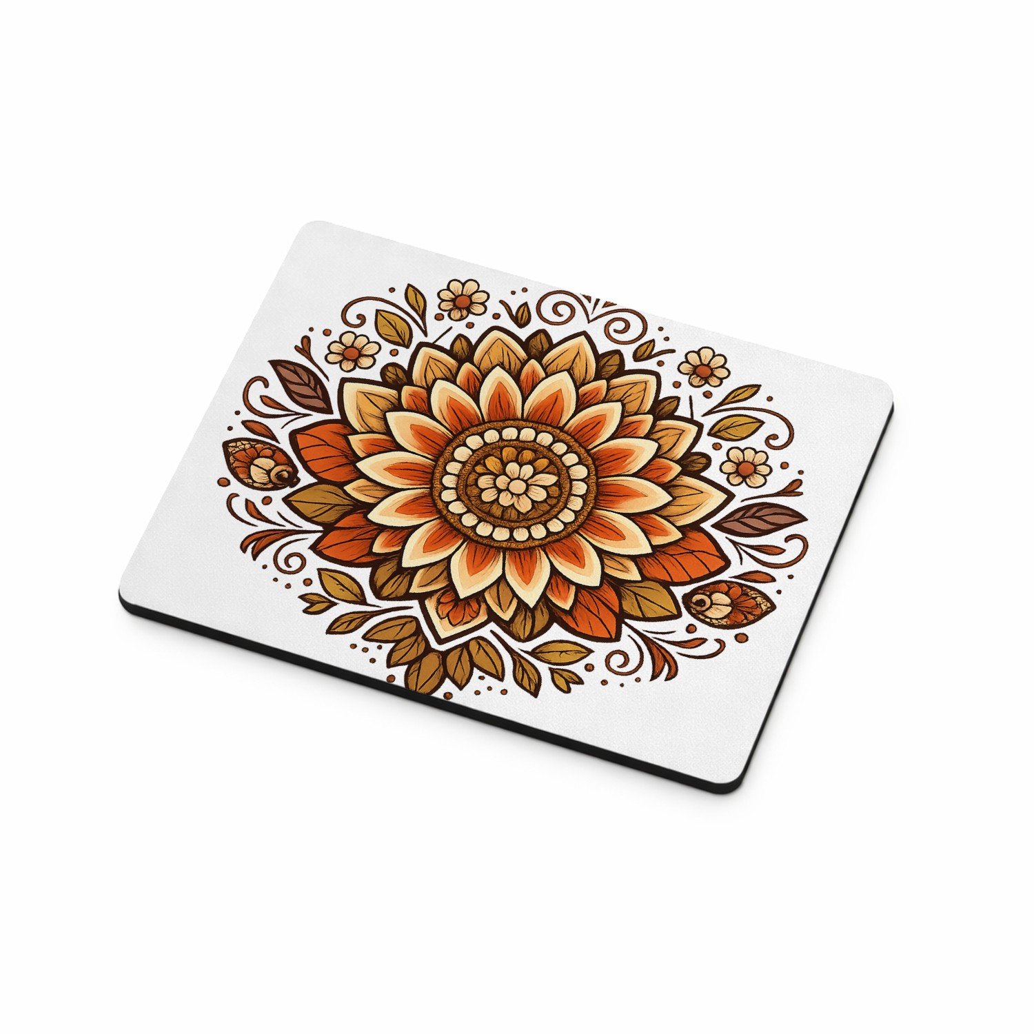 Mr Cadeautjes MDF magnetische fotolijst 9 x 7 - design Een rustige, symmetrische zonnebloemmandala met zachte boogl | cadeau Wit