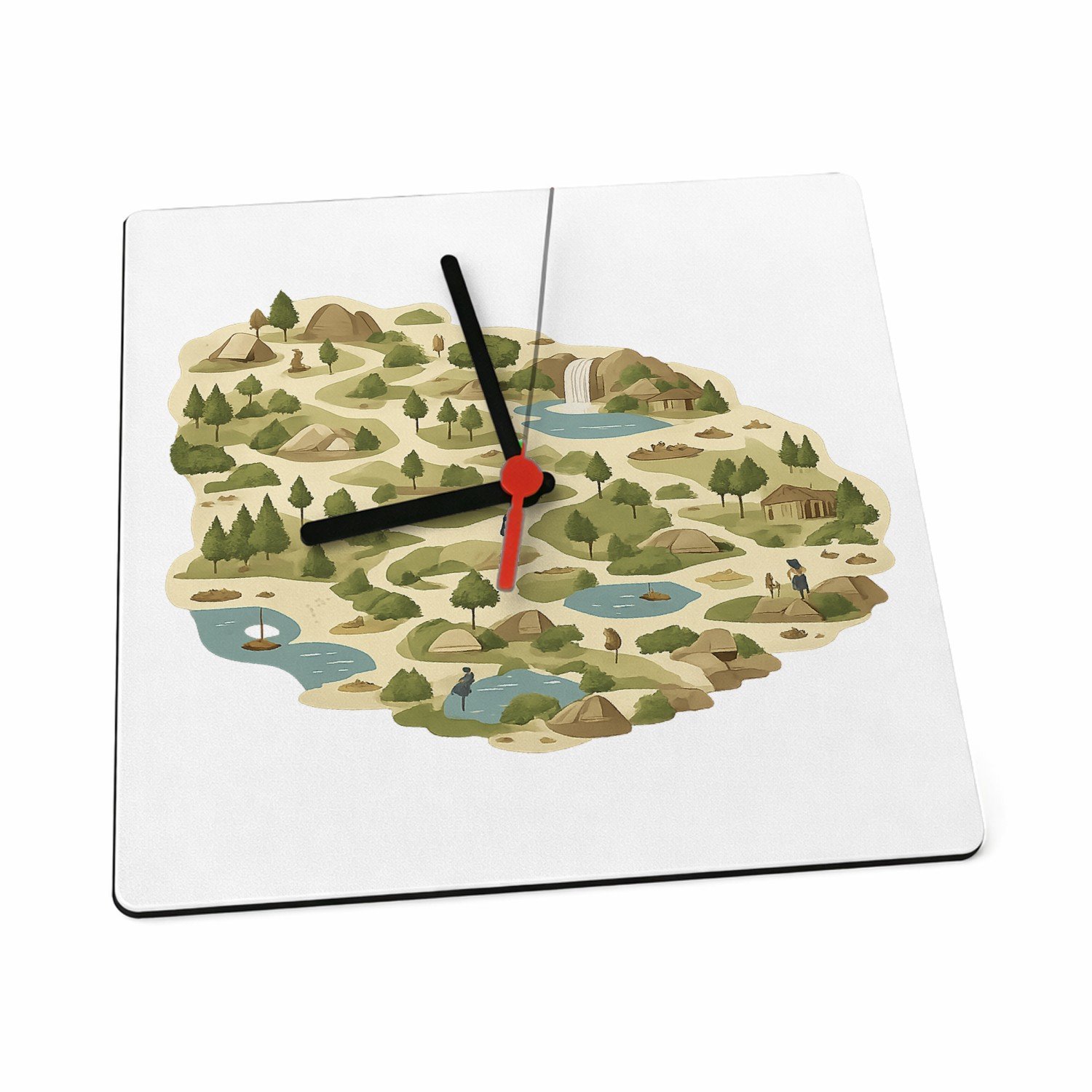 Mr Cadeautjes Klok 19 x 19 - design Een rustige stadsplattegrond als decoratieve print met mini| cadeau Wit