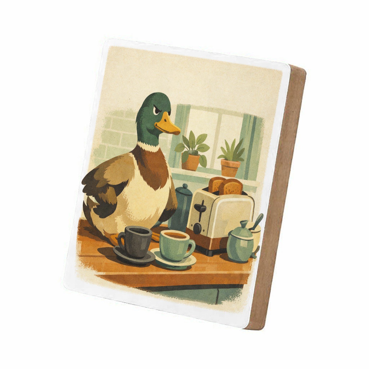 Mr Cadeautjes MDF staande fotolijst 15,2 x 15,2 - design Een absurde huiselijke scène waarin een alledaags object zic | cadeau Wit