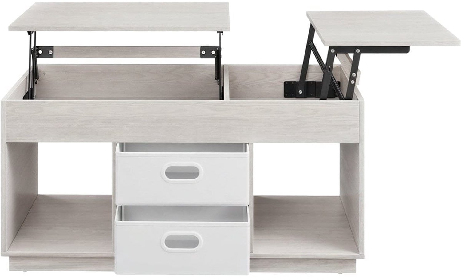 Klarven Salontafel Beige - Salontafel met Opbergruimte - Salontafel met Lade - Salontafel - Opklapbaar Tafelblad, 2 Lades en Verborgen Vakken