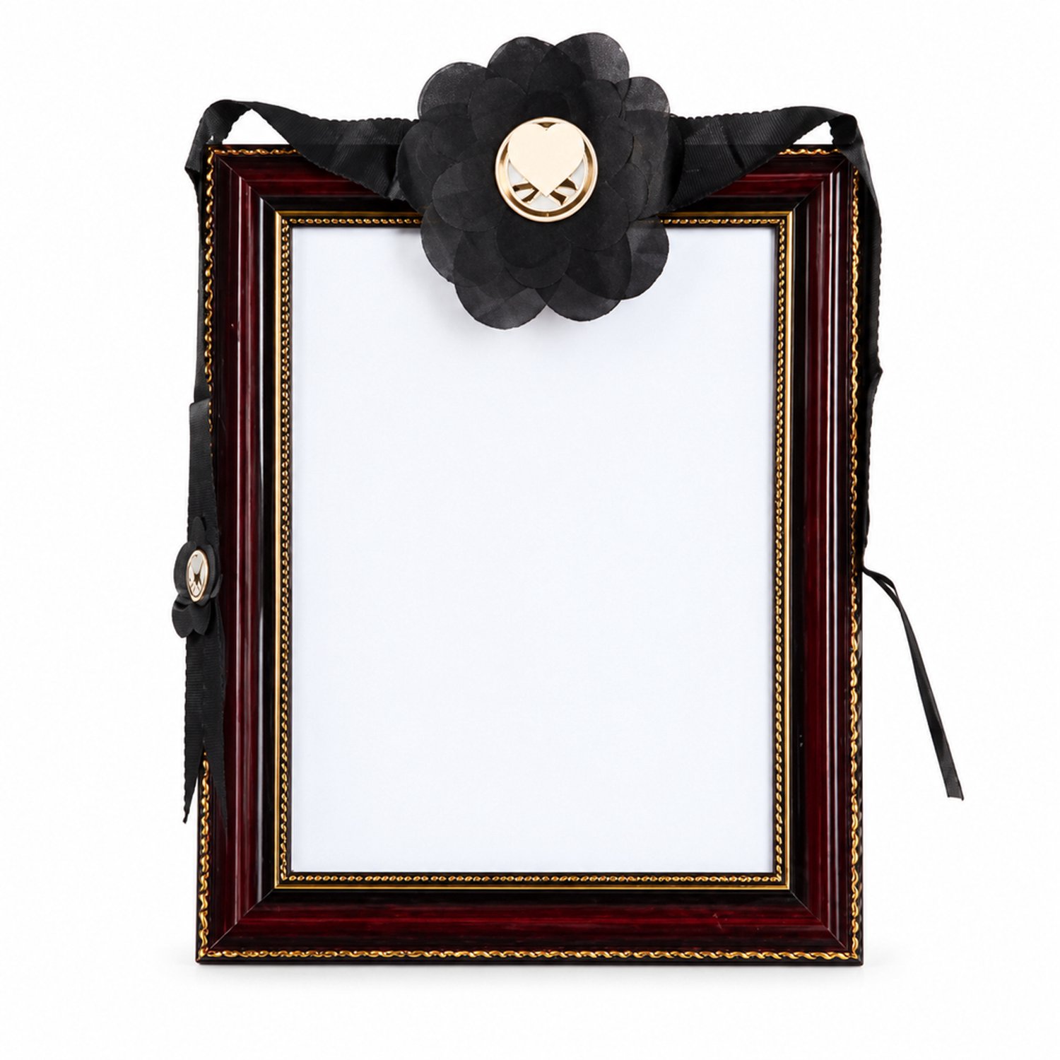 SWGOTA Rechthoekige wandfotolijst voor foto van 17,8 x 12,7 cm met bloemdecoratie in zwart en bordeauxrood zwart bordeauxrood