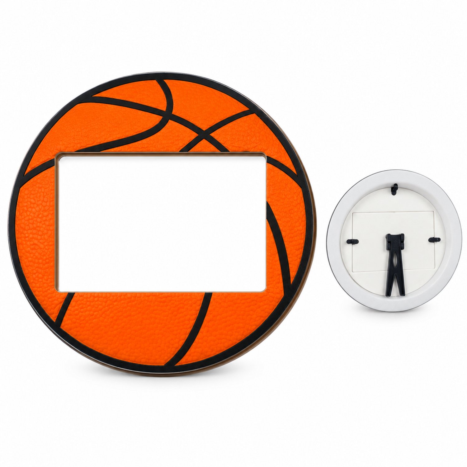 SWGOTA Houten fotolijst in basketbalvorm, diameter 20,5 cm, voor foto van 6 × 4 inch, staand of hangend, OPP-zakverpakking Oranje