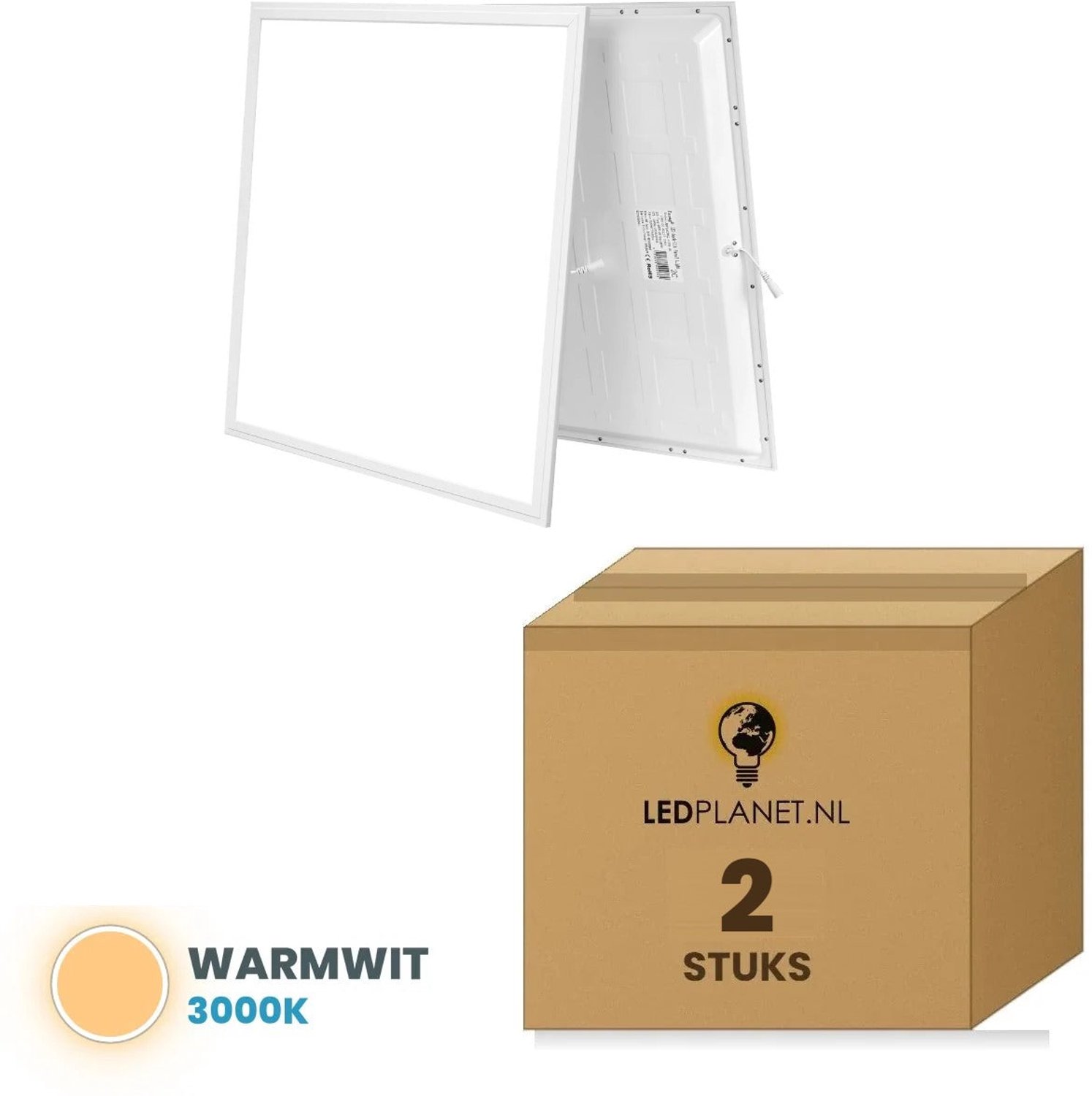 Tsong LED paneel 60x60 cm Back-lit - set van 2 - 36W - Warmwit 3000K - 3780 lm - CRI80 - 230V