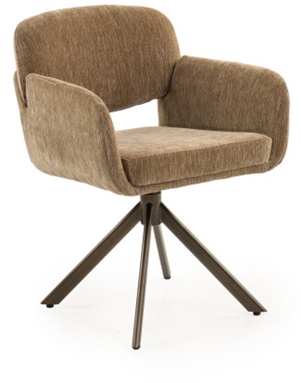 Moods Collection Eetkamerstoel Venice draaibaar Venus anodic bruin - Be straight beige 170 warm beige