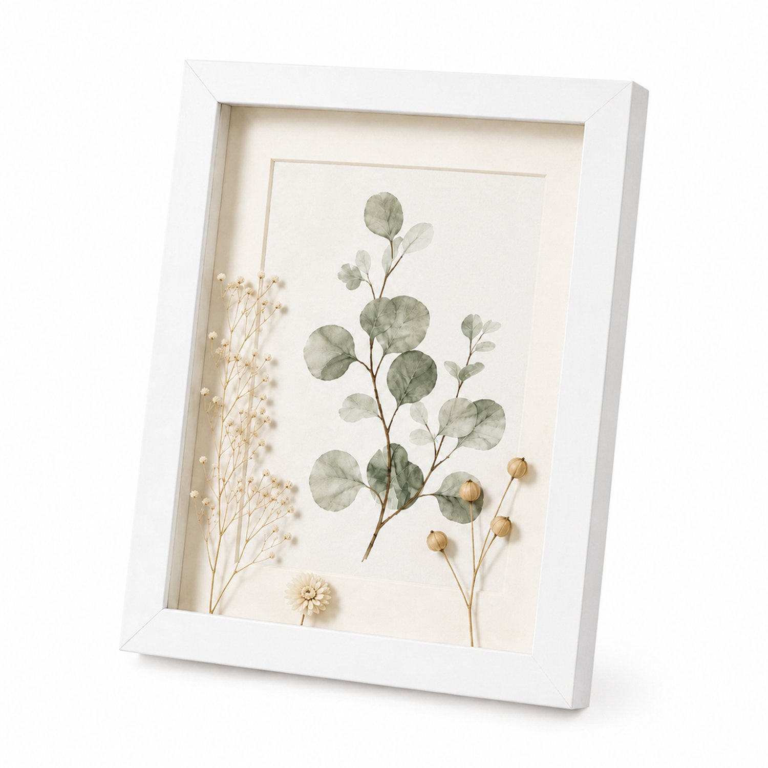 SWGOTA Witte MDF fotolijst met holle ruimte van 2 cm voor foto van 6 x 8 inch inclusief glas en afbeelding