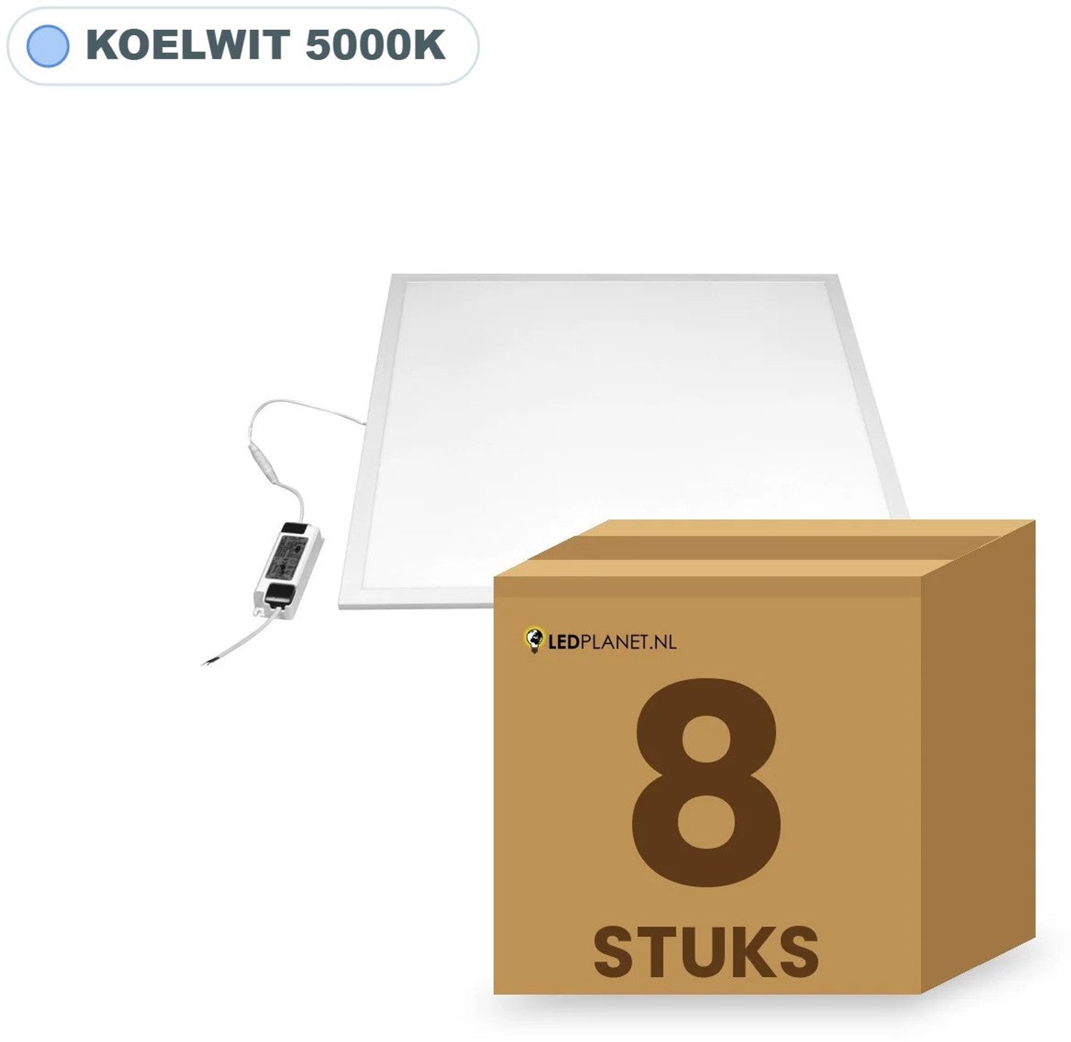 Tsong LED paneel 60x60 cm - 8 stuks - 28W - Koelwit 5000K - 3920 lm - UGR