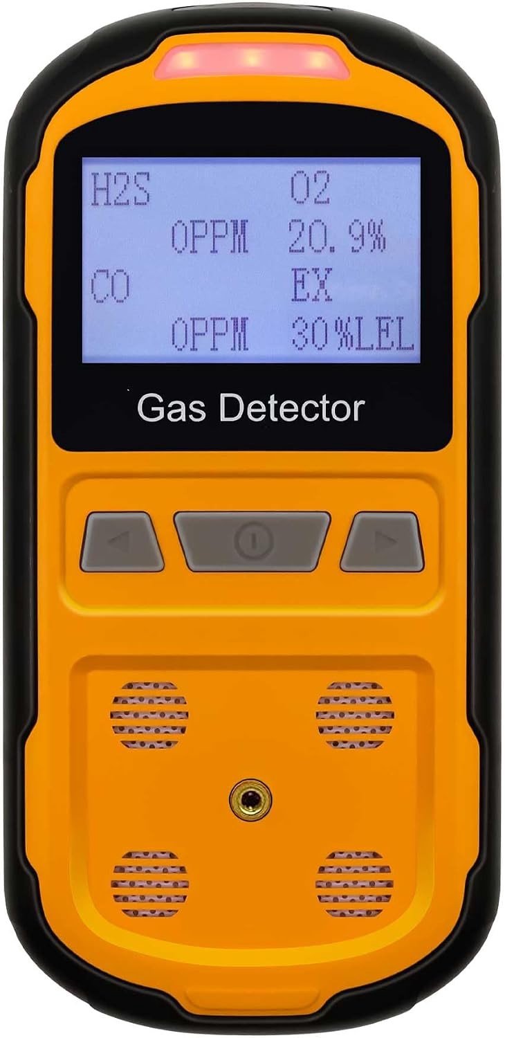 Gaslekdetector - Oranje - Handheld Multigasdetector met Digitale LCD-Display - Voor Veiligheidsinspecties