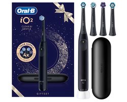 Oral-B iO Series 2 Gift Set Elektrische Tandenborstel - Zwart - 4 Opzetborstels - Reisetui - 3 Poetsstanden
